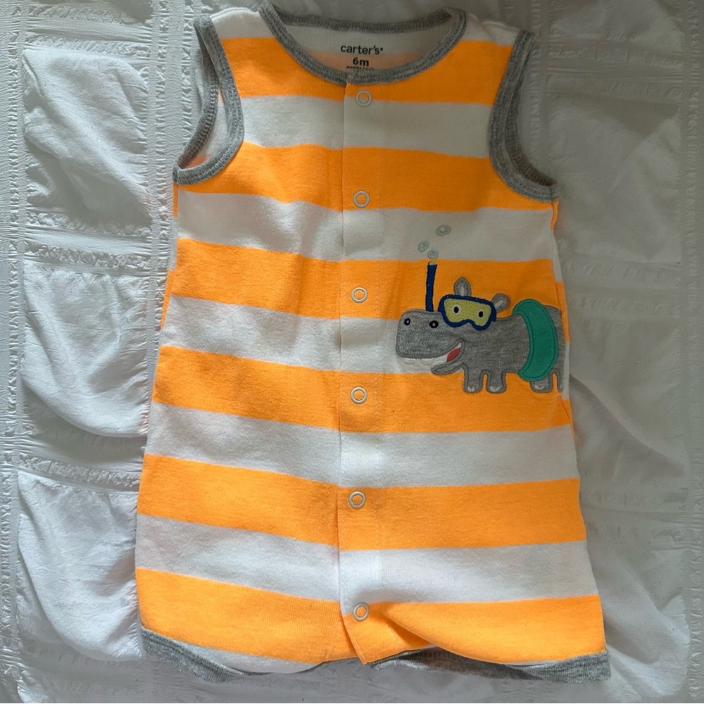 Carter’s Orange Stripped Outfit Size 6 Months